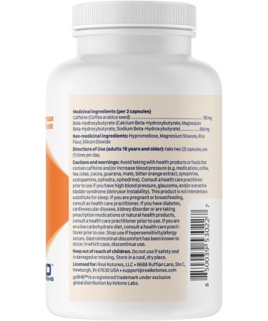 Real Ketones BHB Exogenous Ketones with Caffeine and Patented Keto goBHB | 60ct - Buy Online on GoSupps.com