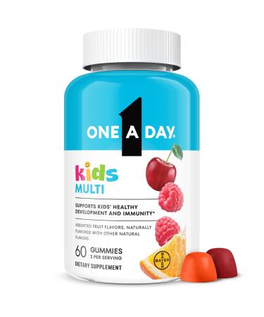 One A Day Kids Multivitamin Gummies Kids Vitamins with Vitamin C D E & Zinc for Immune Support Childrens Gummy Vitamins Assorted Fruit Flavors 60ct (Packaging May Vary)