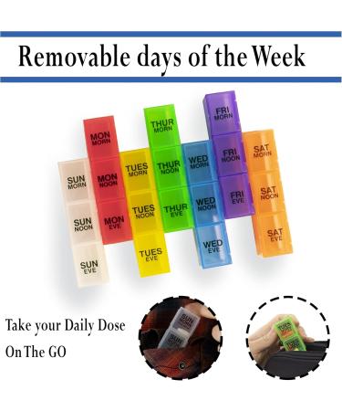 Buy GMS Weekly 3 Times a Day Large Pill Organizer - Airtight BPA-Free Waterproof 7-Day Pill Box for Vitamins & Supplements - Buy Online on GoSupps.com