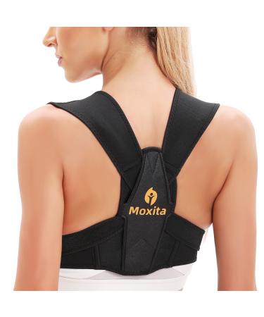 Moxita Posture Corrector for Women and Men, Adjustable Upper Back Brace Straightener Posture Corrector and Providing Pain Relief from Neck Shoulder Upper Back (Small/Medium) Black Small/Medium