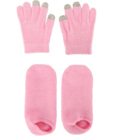 Qukaim Repair Spa Gloves Socks Moisturizing Gel Gloves Socks Set Touch Screen Spa Gloves Socks for Dry Cracked Hands Feet Pink - Buy Online on GoSupps.com