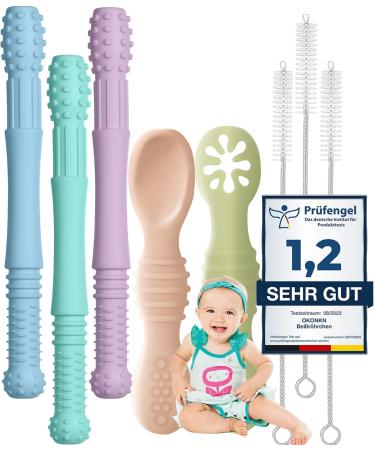 Okonkn bite tube Baby 5 Set Dental Aid Baby 3+2 Baby Baby Beißring Baby BPA-Free Silicone Baby Accessories for Boys and Girls from 3 months+A a_5 piece