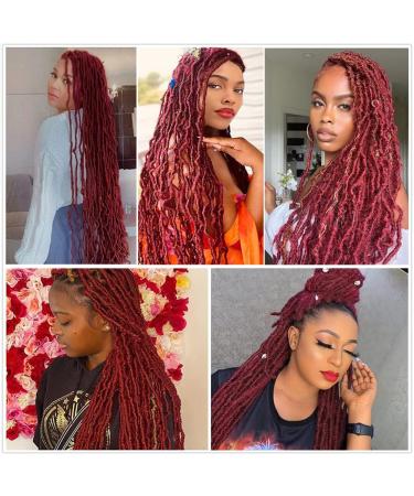 24 Inch Burgundy Soft Locs Crochet Hair 6 Packs | Butterfly Faux Locs Pre-looped Braids | Synthetic Dreadlocks Extensions for Black Women - Buy Online on GoSupps.com