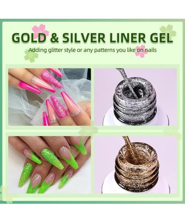 TopDirect Poly Gel Nail Kit - 8 Neon Colours 15ml + Gold & Silver Liner - Full Set for Beginners - Buy Online on GoSupps.com