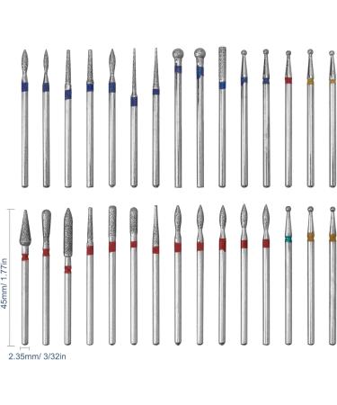 Bestgle 30pcs Nail Drill Bits Set 3/32 Inch Shank Tungsten Carbide Diamond Drill Polishing Grinding Heads Tools for Acrylic Gel Nails Cuticle Manicure Pedicure - Buy Online on GoSupps.com