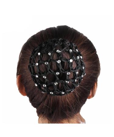 Durable Rhinestone Hair Network Bun - Elastic Black Duttnetz for Ballet Dance Gymnastics & More - Buy Online on GoSupps.com
