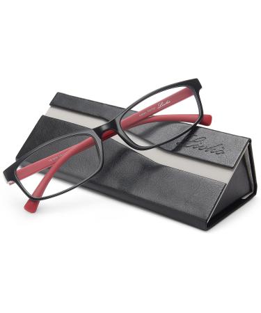 livho Reading Glasses Blue Light Blocking for Women Men, Computer Gaming Readers Anti UV Eyeglasses Fashion Frames with Case (Red + Black, 1.5) A1 Red+black 1.5 x