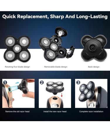 Replacement Heads for Men Electric Shaver Universal 5Blade Rotary Electric Beard Shaver Easy to Install Waterproof 5Blade Rotary Head Replacement1 h - Buy Online on GoSupps.com