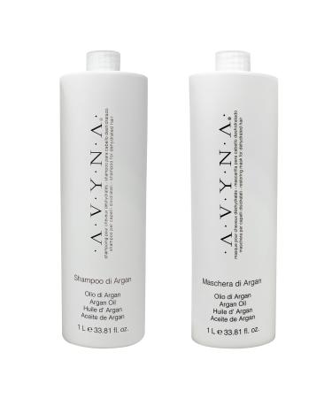 Avyna Shampoo & Conditioner Set With Argan Oil for Dry Dehydrated Hair & Treated Hair 33.81 Oz White
