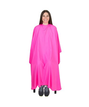 Hair Cutting Cape for Adults - Large Lightweight Water Resistant Salon Cape - Snap Closure - 60in x 57.5in - Haircut Cape - Cape for Hair Cutting (Hot Pink) Cutting Cape - Hot Pink
