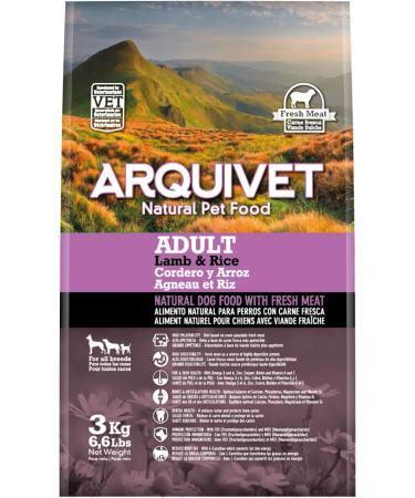 ARQUIVET Adult - Dry Dog Food for Adult Dogs - Lamb and Rice - 3 kg - Dry Dog Food - High Digestability Gastro-Ointers - Buy Online on GoSupps.com