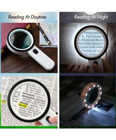 Leffis Magnifier Magnifying Glass with Light  30X Handheld 12 LED Illuminated Lighted Magnifying Glasses for Seniors & Kids Close Work  Reading  Inspection  Jewellery (White) - Buy Online on GoSupps.com