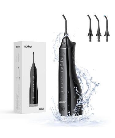 Apician oral shower wireless electrical water fin with 3 nozzles 4 cleaning modes for oral care tooth cleaner IPX7 waterproof 310ml of water tank black black-WT288
