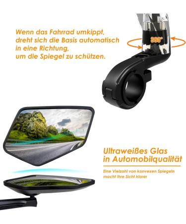 Arkham Extra Large Bicycle Mirror - 360 Swivel Shatterproof & Durable - Universal Fit for E-Bikes & Standard Bikes (Left Handlebar 21-25.4mm) - Buy Online on GoSupps.com