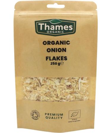 Organic Onion Flakes 250- Non-GMO Vegan No Additives No Preservatives - Dehydrated Onion Flakes Perfect for Soups Stews and Seasoning Blends - Thames Organic 250g - Buy Online on GoSupps.com