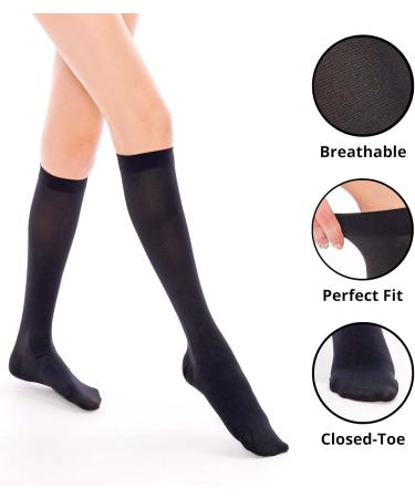 Sheer Compression Stockings for Women - Travel & Support Knee High Socks (X-Large) - Ideal for Flying Nursing & Running - Buy Online on GoSupps.com