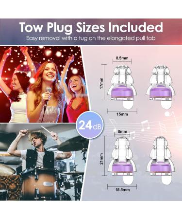 High Fidelity Concert Ear Plugs - Reusable Noise Cancelling Earplugs for Musicians & Festivals - 24dB Hearing Protection (2 Pairs) - Purple - Buy Online on GoSupps.com
