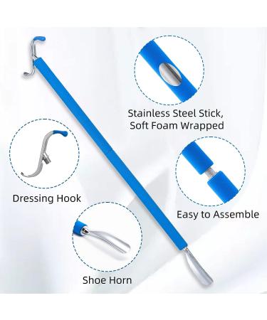 Long Handle Metal Shoe Horn for Seniors | Adjustable Dressing Stick for Elderly | Extended Aid Tool for Shoes, Socks, Shirts, Pants - Buy Online on GoSupps.com