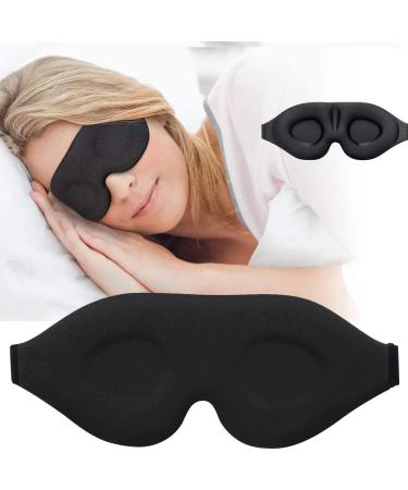 Hcirjhie Sleep Mask Covers The Eyes at Night for Women and Men. Sleep Mask Light Blocking Comfortable and Soft. Adjustable Strap Eye Mask for Airplane Travel (Black)
