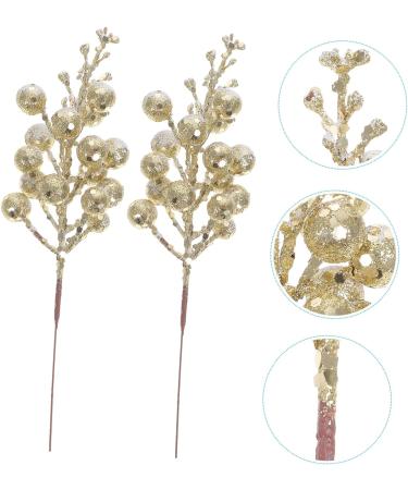 HOMSFOU 40 Pcs Christmas Imitation Berries Faux Winter Berry Sprigs Decorative Branch Gold Berry Picks Craft Berry Stems Cone Outdoor Plants Christmas Tree Picks Frosted Foam Blueberry Goldenx4pcs 19X5X5CMx4pcs - Buy Online on GoSupps.com