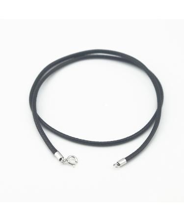 Glory Qin Black Silk Braided Rope Chain 925 Silver Plated Clasp Necklace - 1.0mm x 20 Inches - Buy Online on GoSupps.com
