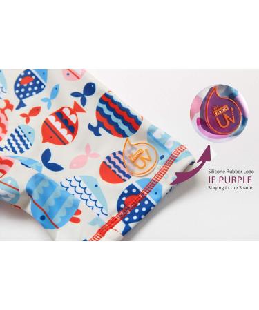 Bonverano Baby Girls Swimsuit UPF 50+ UV Protection One Piece Sunsuit with Sun Cap - Colourful Fish, 9-12 Months - Buy Online on GoSupps.com