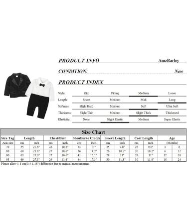 AmzBarley Baby Boys Gentlemans Tuxedo Romper | Long/Short Sleeve Dress Shirt, Pants, Vest, Bowtie | Birthday & Holiday Party Outfit | Black 12-18 Months - Buy Online on GoSupps.com