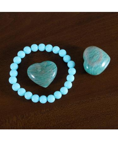 Healing Crystal Introverted Child Set 2Pcs Natural Quartz Amazonite Heart Crystal Stone and 1Pcs Amazonite Power Bead Crystal Bracelet B# Amazonite Crystal - Buy Online on GoSupps.com