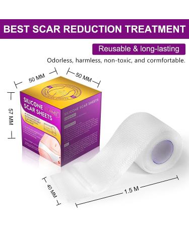 Joyeee Silicone Scar Tape Roll for Professional Scar Removal - Reusable Self Adhesive Silicone Strips for C-Section Surgery, Burn, Keloid, Acne - 1.6 x 60 - Buy Online on GoSupps.com