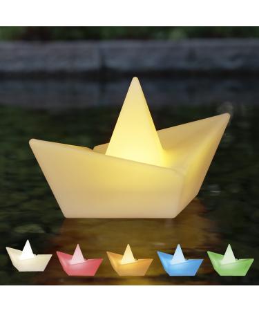 LED solar ship in origami style with RGBW light waterproof stylish solar lamp for outside for garden bed pond pool approx. 27 x 14 cm - Buy Online on GoSupps.com