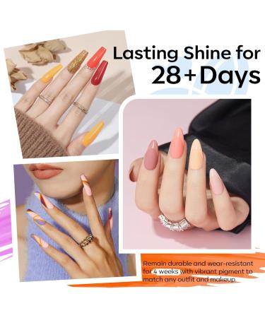 Modelones 32 Pcs Gel Nail Polish Set 28 Colors All Season Gel Polish Kit with Glossy& Matte Gel Top Coat No Wipe Base Coat Nail Primer Orange Red Purple Pink Black White Classic Colors Nails DIY A1-Multicolors - Buy Online on GoSupps.com