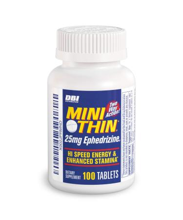 Mini Thin | Two-Way Action Caffeine Pills - High Speed Energy and Enhanced Stamina* - 205 mg Caffeine 25mg Ephedrizine (100 Count Bottle)