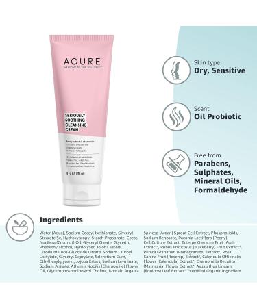 ACURE Seriously Soothing Cleansing Cream | Vegan Formula for Dry & Sensitive Skin | Peony Extract & Chamomile | 4 Fl Oz - Buy Online on GoSupps.com