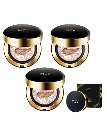 Sumax Water Bead Tricolor Latte Concealer Cushion MZV Air Cushion BB Cream Waterproof Foundation Moisturizing Long-Lasting Oil Control Conceal Brightening Cushion 3PCS #23 Natural