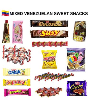 Latin Sabor Venezuelan Sweet Snacks Gift Crate - Assorted Cookies, Chips & Candies Mix - Cocosette, Susy, Toronto Chocolate - 30 Count - Buy Online on GoSupps.com