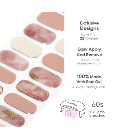 Buy Semi Cured Gel Nail Strips - Long Lasting Nail Polish Stickers with UV Light | 20 Salon Quality Wraps - Bunch of Dry Rose - Buy Online on GoSupps.com