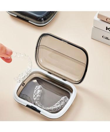 Halter Holder Case for Retainers | Prosthesis Case with Tools | Small Transparent Black Etui for Cleaning Invisible Dentures | Eco-Friendly Teksome Design - Buy Online on GoSupps.com