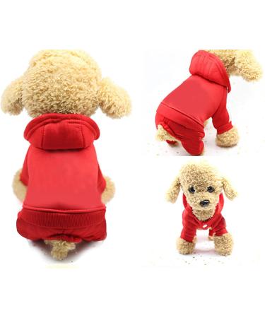 Lifewheel Dog Jacket & Sweater - Warm Winter Coat for Small Dogs & Cats | Stylish Red Hooded Dog Costume (Size M) - Buy Online on GoSupps.com