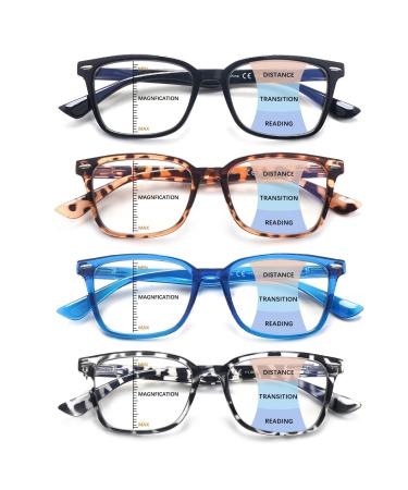 CLASAGA Progressive Multifocus Reading Glasses for Women Men Blue Light Blocking Multifocal Computer Readers Eyeglasses 4 Mix 1.75 x