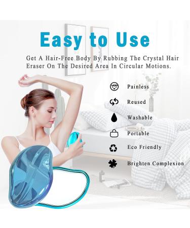 Crystal Hair Eraser - Painless Hair Remover for Men and Women | Fast Exfoliating Tool for Arms, Legs, Back, and Body - Blue - Buy Online on GoSupps.com