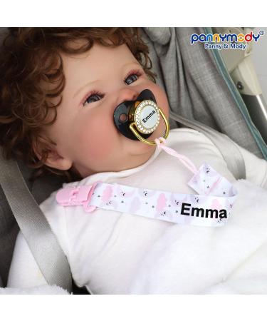 Personalized Pacifier Clips for Girls - Panny & Mody 4-Piece Name Chain Set in Pink & Rose - Buy Online on GoSupps.com
