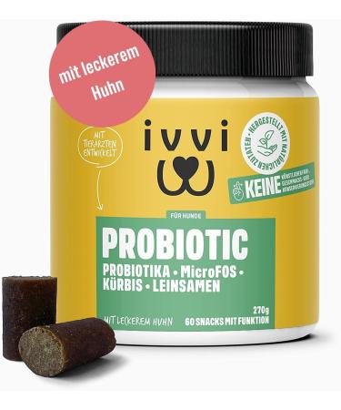Ivvi probiotic dogs probiotics as a treat as a treat - dog intestinal flora improved digestion & immune system - 60 delicious snacks (270g) with chicken chicken - Buy Online on GoSupps.com