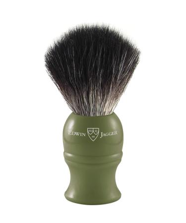 Edwin Jagger 1EJ338SYN Classic Black Synthetic Fibre Eco-Friendly Vegan Exfoliating Shaving Brush for Shaving Cream or Shaving Soap for Men and Women (Green)