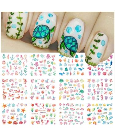 Firot Summer Ocean Nail Stickers - Water Transfer Decals for Acrylic Nails - 12 Sheets Mixed Ocean Design - Shell, Starfish, Sea Animals - Nail Art Supplies - Buy Online on GoSupps.com