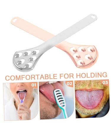 FRCOLOR 2pcs Stainless Steel Tongue Scraper - Effective Oral Care Tongue Cleaners for Fresh Breath | International Shipping Available - Buy Online on GoSupps.com