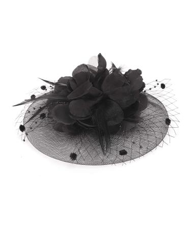 Fascinator Flower Mesh Ribbons Feathers Headpiece | Bridal Hair Clip & Tea Party Hat for Women - Buy Online on GoSupps.com
