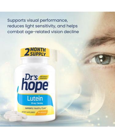 Dr s Hope Lutein 20 mg Eye Care Supplement - Vision Support Macular Wellness & Antioxidant Activity - Non-GMO & Gluten Free - 60 Vegan Capsules - 1 Capsule per Day 2 Month Supply - Buy Online on GoSupps.com