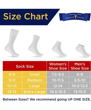 Physicians' Choice Diabetic Socks for Men - Over the Calf 12-Pack, White, Size 10-13 - Buy Online on GoSupps.com