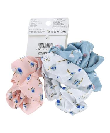 Scunci Satin Floral Hair Scrunchies - Assorted Colors - 3-Pack - Buy Online on GoSupps.com
