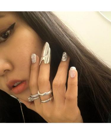 BLULILY Adjustable Finger Nail Art Finger Rings Women Girl Gifts Jewelry Nail Rings Adjustable Fingertip Rings Alloy Material Gold - Buy Online on GoSupps.com